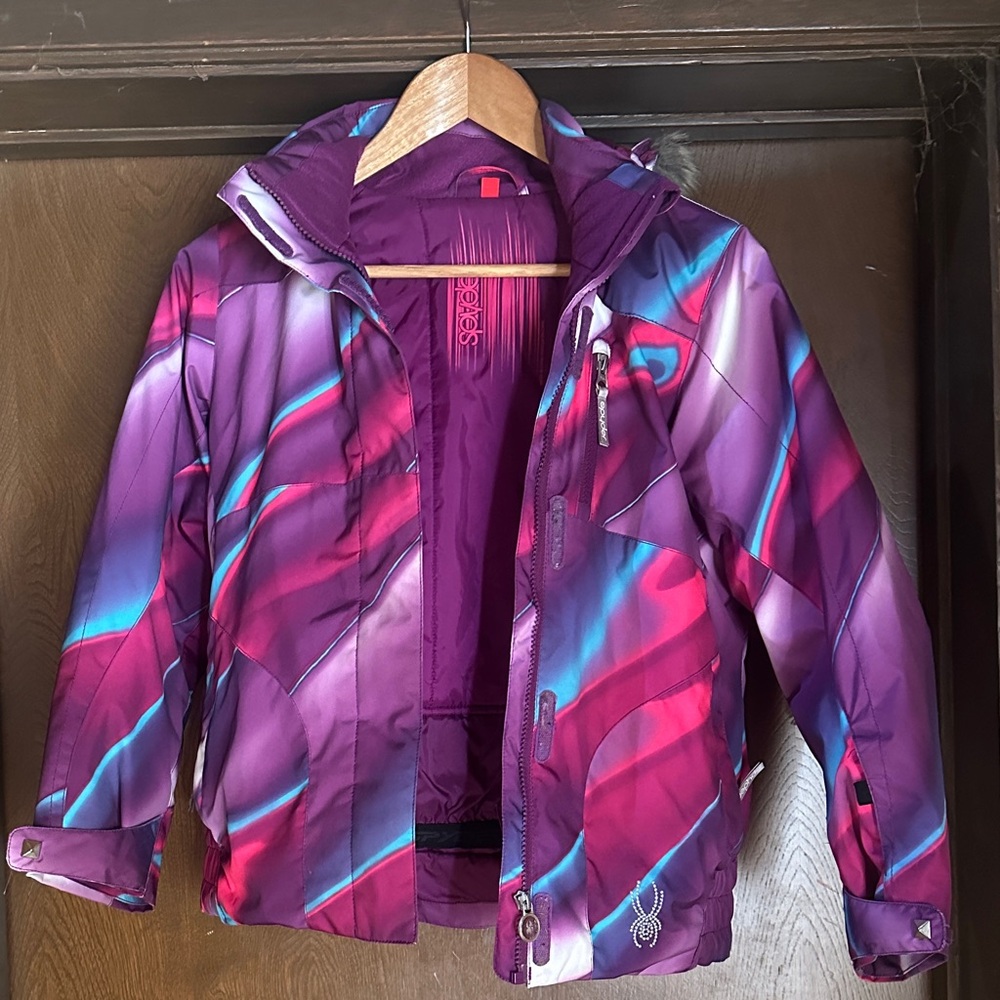 Spyder Kids' Multicolor Raincoat with Purple and Pink Accents